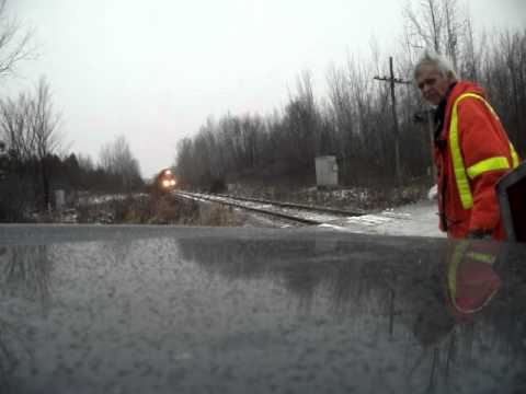 Last work train Renfrew to Smith Falls tearing up the track not being used anymore