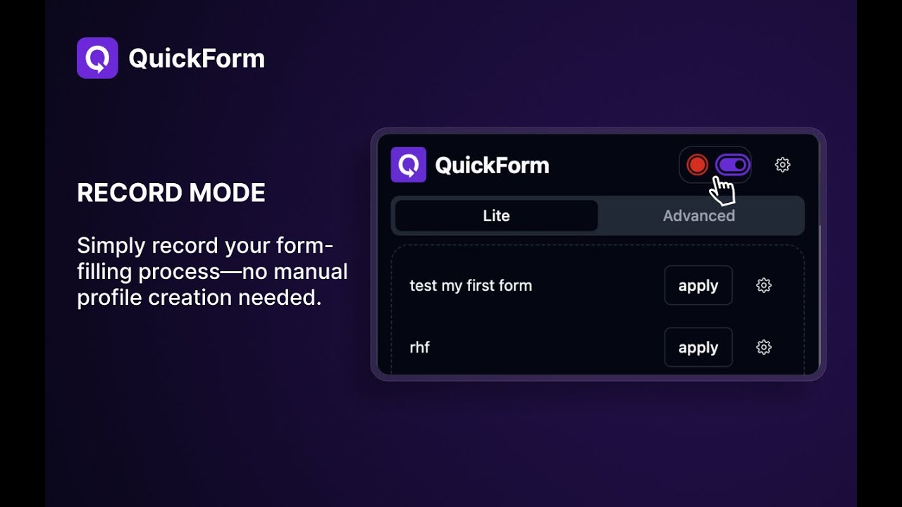 How to record form filling process using QuickForm?