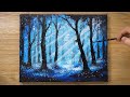 Blue Forest at Dawn / OHP Film Painting Technique #457
