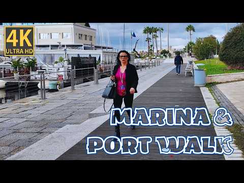 Cagliari Walking Tour 🇮🇹 | Marina District, Port & Seafront Walk (4K UHD)
