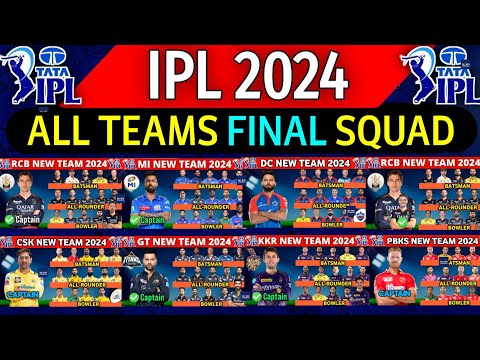 IPL 2024 All Team Squad | IPL 2024 All 10 Teams Players List | RCB,CSK,MI,KKR,SRH,PBKS,GT,DC,LSG,RR