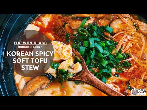 Ensopado de tofu macio picante coreano - Sundubu Jjigae (classe Itaewon)