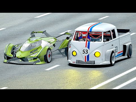 Lamborghini V12 Vision GT vs Volkswagen T1 Transporter LM917K