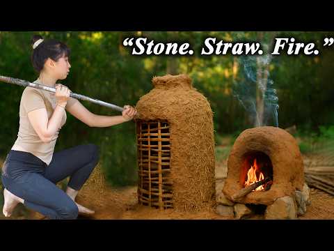 How I Built a Clay Smokehouse and Fire Stove by Hand - No Tools, Just Mud, Straw & Stone