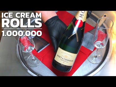 Ice Cream Rolls with Champagne | MOET Champaign rolled Ice Cream (1 Million Subscriber Special)