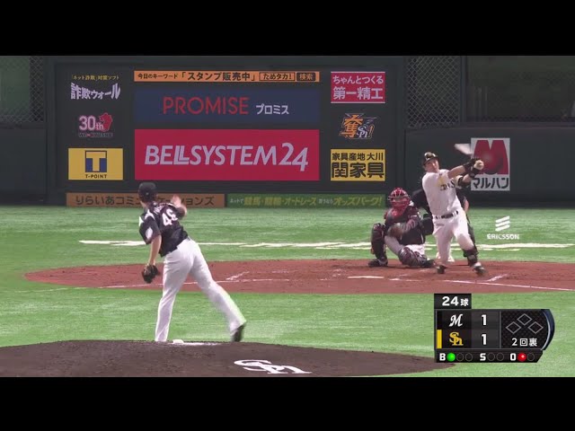 【2回裏】ホークス・松田 1500試合目の試合出場で一発!! 2019/4/5 H-M