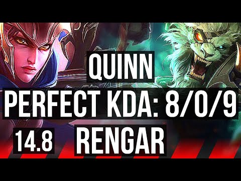 QUINN vs RENGAR (TOP) | 8/0/9, Rank 6 Quinn, Legendary | BR Challenger | 14.8