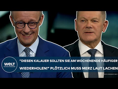 WELT TV DUELL: "Diesen Kalauer sollten Sie am Wochenende häufiger wiederholen!" Merz lacht laut auf