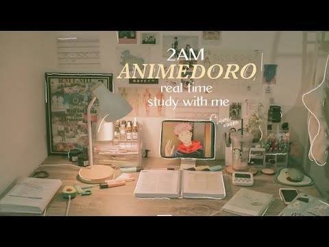 2am study with me / real time 40/20 animedoro (with music)
