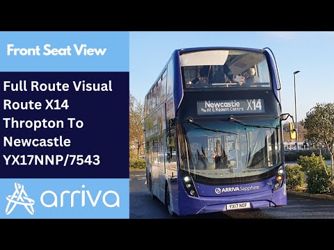 Full Route Visual | Arriva Northumbria Bus Route X14 - Thropton To Newcastle | YX17NNP/7543