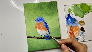 Bluebird painting/acrylic painting for beginners tutorial/ step by step acrylic painting