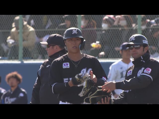 【プレシーズンマッチ】大きく差を広げる一打!! マリーンズ・山口航輝 ライトへ2点タイムリーヒット!!  2024年3月3日 埼玉西武ライオンズ 対 千葉ロッテマリーンズ