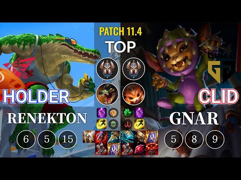 RW Holder Renekton vs GEN Clid Gnar Top - KR Patch 11.4