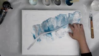 (833) Unbelievable Turquoise and Gray Feather Dutch Pour Painting Technique!