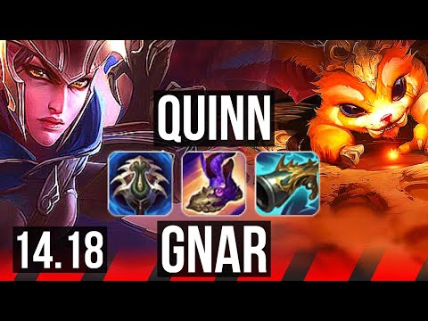 QUINN vs GNAR (TOP) | 7 solo kills, 1700+ games, Dominating, Rank 15 Quinn | EUW Master | 14.18