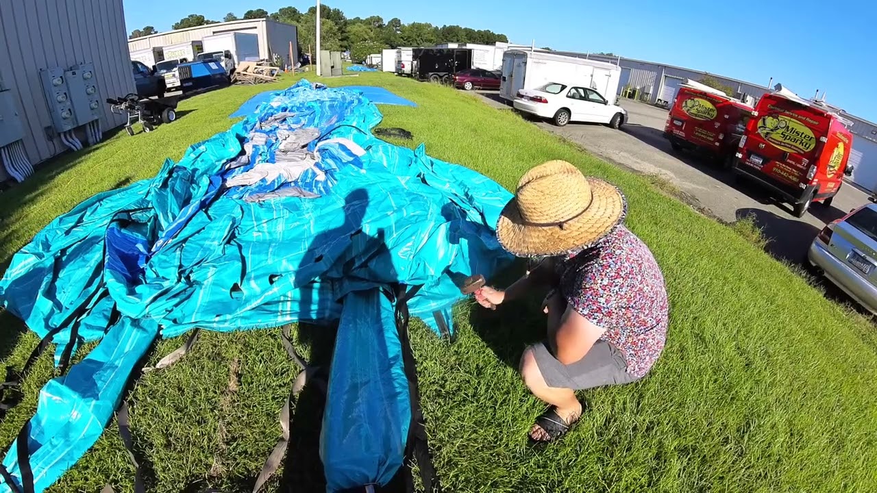 How to stake anchor points and blow up slide