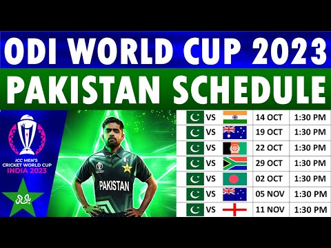 Pakistan World Cup 2023 Schedule: Full Schedule with Fixtures, Match date, venues and timing.