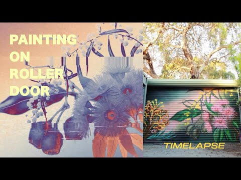 Spray Paint Journey Through Australia's Native Flowers - Roller Door Mural