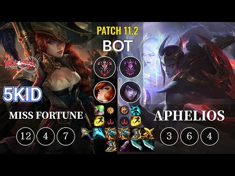 KT 5kid Miss Fortune vs Aphelios Bot - KR Patch 11.2