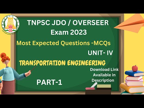TNPSC JDO OVERSEER EXAM 2023/ Most expected MCQS questions/Transportation engg/JDO Study Material