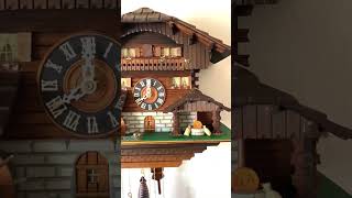 Large musical waterwheel chalet cuckoo clock. Plays “Lara’s Theme” from Dr Zhivago and “Edelweiss”.