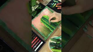 Paint a cactus with oil pastels #shorts #art #oilpastel