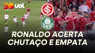 GOLAÇO DO INTERNACIONAL! RONALDO ACERTA SEM-PULO NO ÂNGULO E EMPATA JOGO COM O PALMEIRAS; VEJA GOL