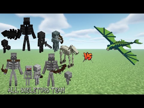 All Skeletons TEAM VS. Naga (Mowzie's Mobs MOD) in MINECRAFT. #minecraft #mc #mobbattles