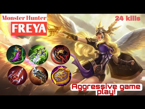 Freya | Aggressive game play | almost got maniac | mobile legends bang bang...