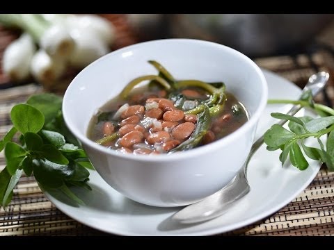 Beans with pruslane (pigweed)  -  How to cook