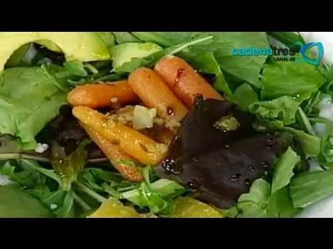 Receta de como preparar ensalada de zanahoria, aguacate y naranja. Receta de ensalada mexicana