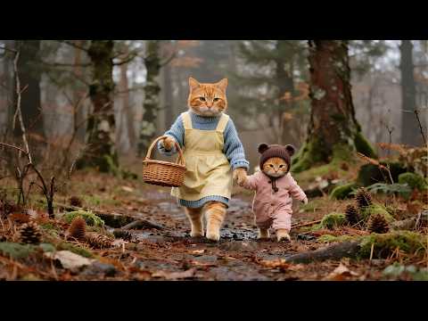 Lavish mushroom feast for ginger kitten and mama cat after rain!🍄Compilation