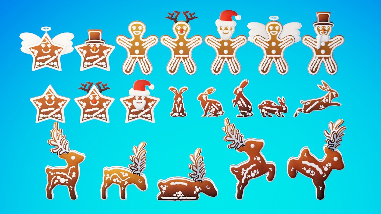 Pack d'actifs pr&ecirc;t pour le jeu Gingerbread Village Modèle 3D