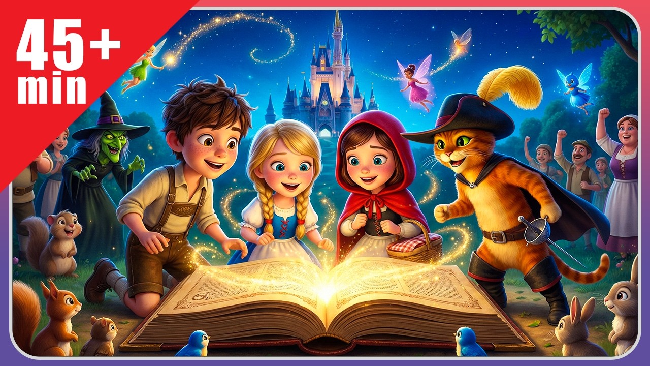 Bedtime Fairy Tales Compilation ✨ 45-Min | Puss in Boots, Little Red Riding Hood, Hansel and Gretel
