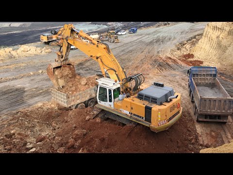 Liebherr 964 Excavator Loading Mercedes And MAN Trucks
