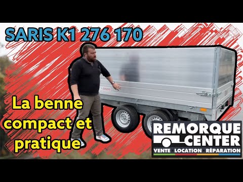 Remorque Benne SARIS - K1276 - 276 x 170 cm - PTAC 2700 kg - 2 Essieux - Freinée_5