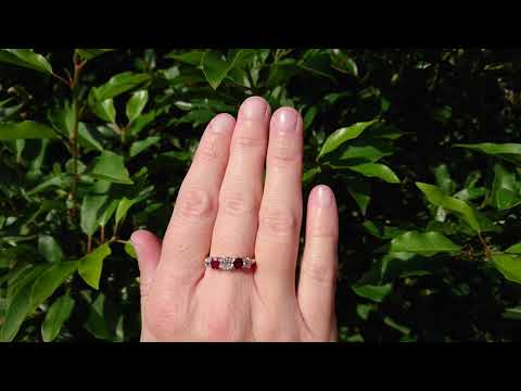 18ct gold vintage ruby & diamond five stone ring