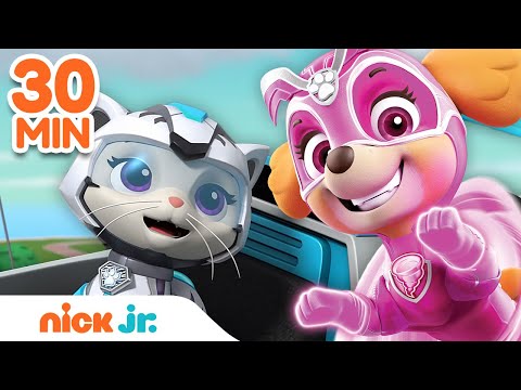 PAW Patrol Mighty Pups Amazing Teamwork Rescues! w/ Cat Pack | 30 Minute Compilation | Nick Jr.