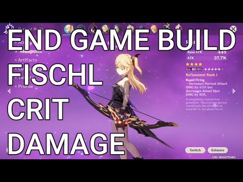 Fischl Build DPS 7.5k Crit Damage - Genshin Impact DVALIN damage test (with food buff)