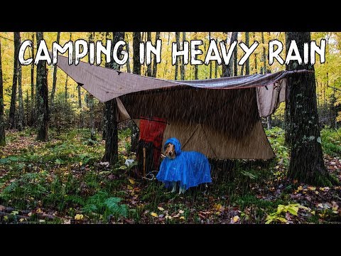 Camping in Heavy Rain Under a Tarp