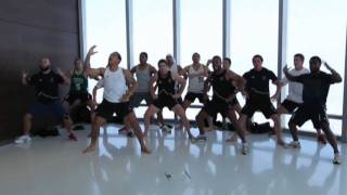 preview picture of video 'NZ Rugby Sevens Commonwealth Games Team do the Haka from Level 124 of Burj Khalifa'