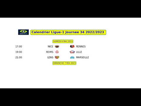 CALENDRIER LIGUE-1 JOURNEE 34 2022/2023