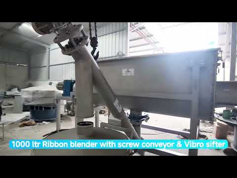 Industrial 1000 Ltr Ribbon Blender With Screw Conveyor + Vibro Sifter | JS Vibro Machinery