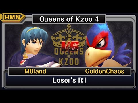 Queens of Kzoo IV Melee - M8land (Marth) vs. GoldenChaos (Falco/Fox)