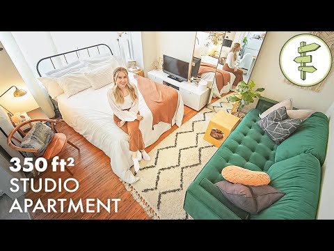 Tiny Studio Apartment Tour with Beautiful Interior & Clever Use of Space - 350ft² / 33m²