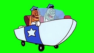 Spongebob cops laughing and driving away green screen