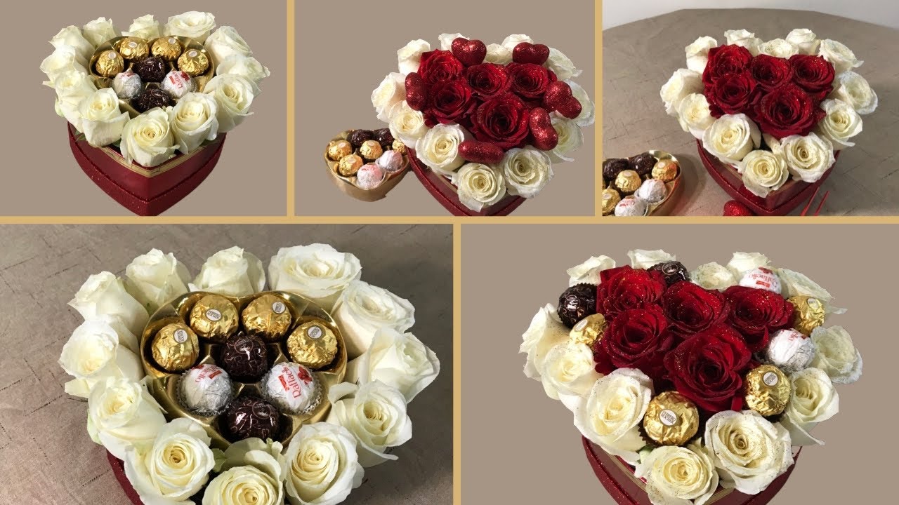 Arreglos para el 14 de febrero )como hacer un corazón con rosas y chocolates