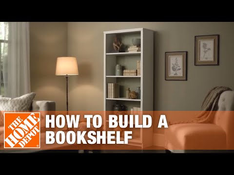 Part of a video titled DIY Bookshelf – Simple Wood Projects | The Home Depot - YouTube