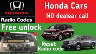 Honda Odyssey Radio Code Unlock 2003 2004 2005 2006 2007 2008 2010