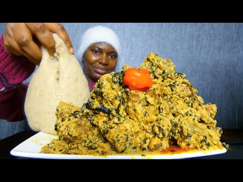 Asmr mukbang delicious egusi soup with fufu